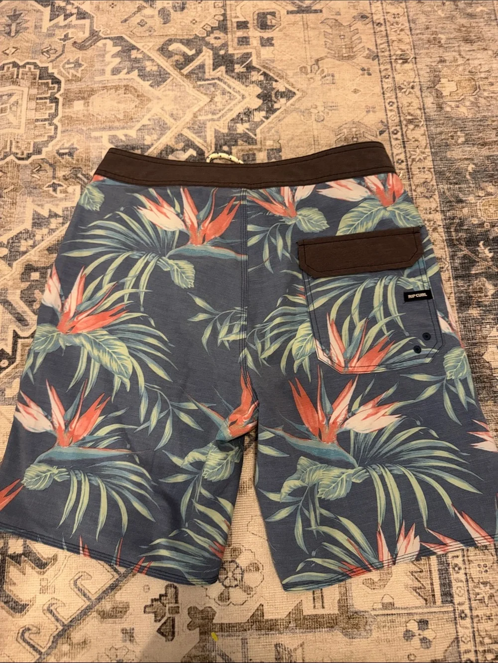 Rip Curl Layday Tropical Floral Boardshorts Men’s 31 Blue Swim Trunks